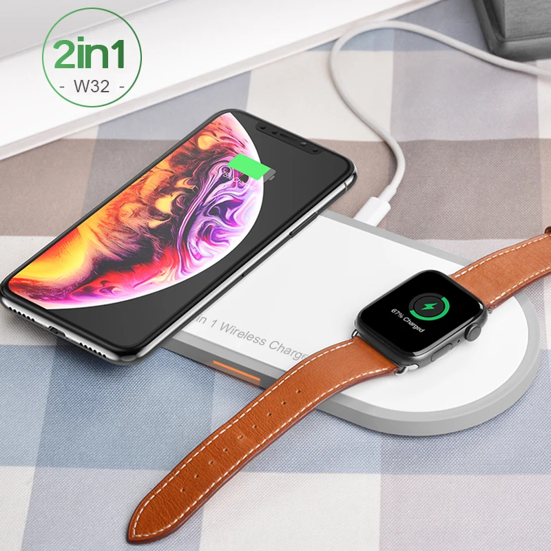 Беспроводное зарядное устройство Qi 10 Вт 2 в 1 для iPhone XS Max XR X Samsung быстрая