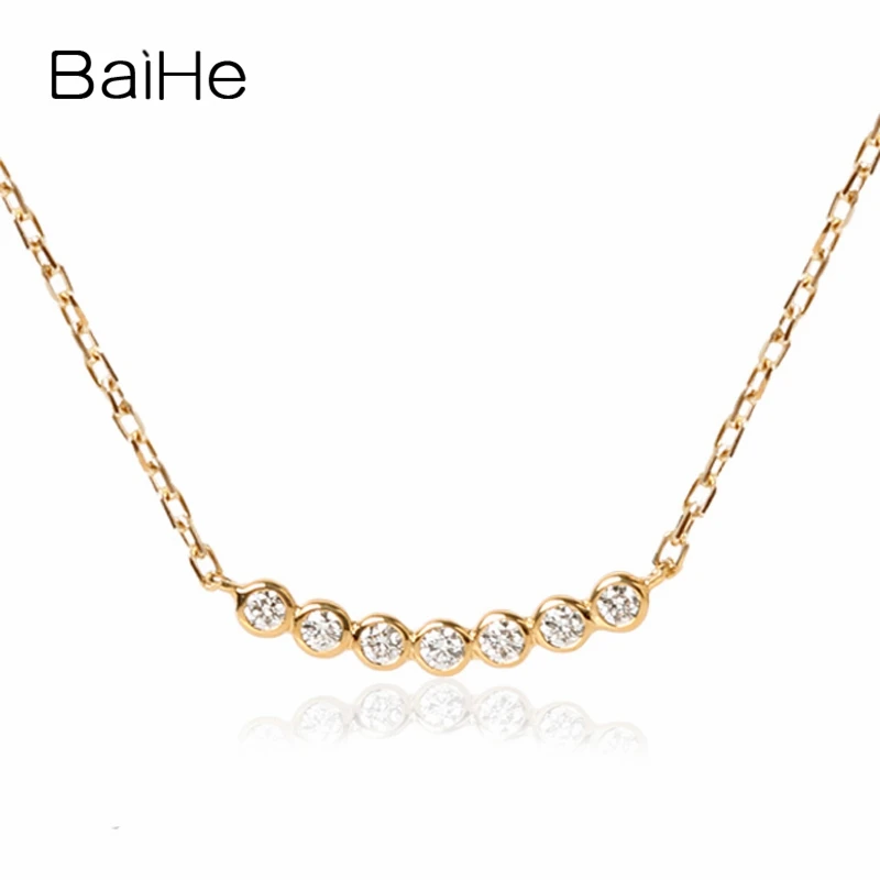 BAIHE Твердые 18K желтое золото 0 01 0.13ct сертифицированные H/SI настоящие натуральные