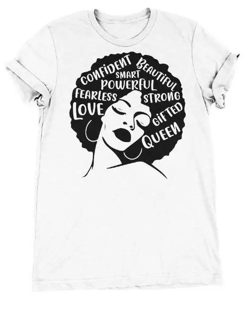 white tee black text Мощная афро-женская футболка хипстер стильная повседневная мощная афро-Женская гранж графическая футболка Летняя оливковая/персиковая одежда художественные футболки - Цвет: white tee black text