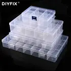 Прозрачный Пластиковый пустой ящик для хранения, Регулируемая сетка, электронные детали, контейнер для хранения винтов, аксессуары для дизайна ногтей, органайзер, чехол