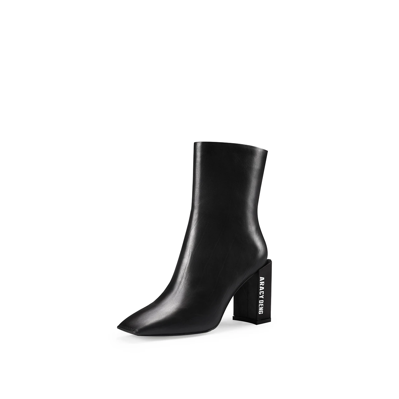 AIMIGAO cowhide leather high heels ankle boots for women square toe side zipper Fashion 2017 autumn winter new | Обувь
