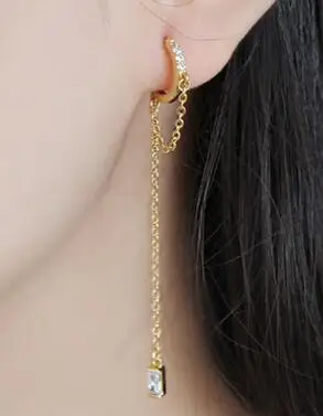 gold SHANICE AAA CZ кубический цирконий кисточки длинные серьги Круглый Круг темперамент серьги гвоздики для женщин Настоящее серебро 925 - Окраска металла: gold