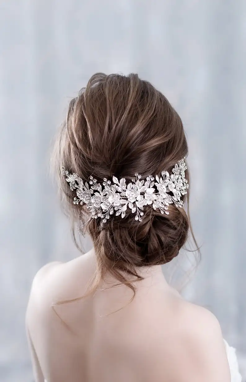 Baroque color Rose Gold Flower Hairbands Headbands Crown Crystal Bridal Wedding Hair Piece Accessories Head Chain Jewelry Tiara | Украшения