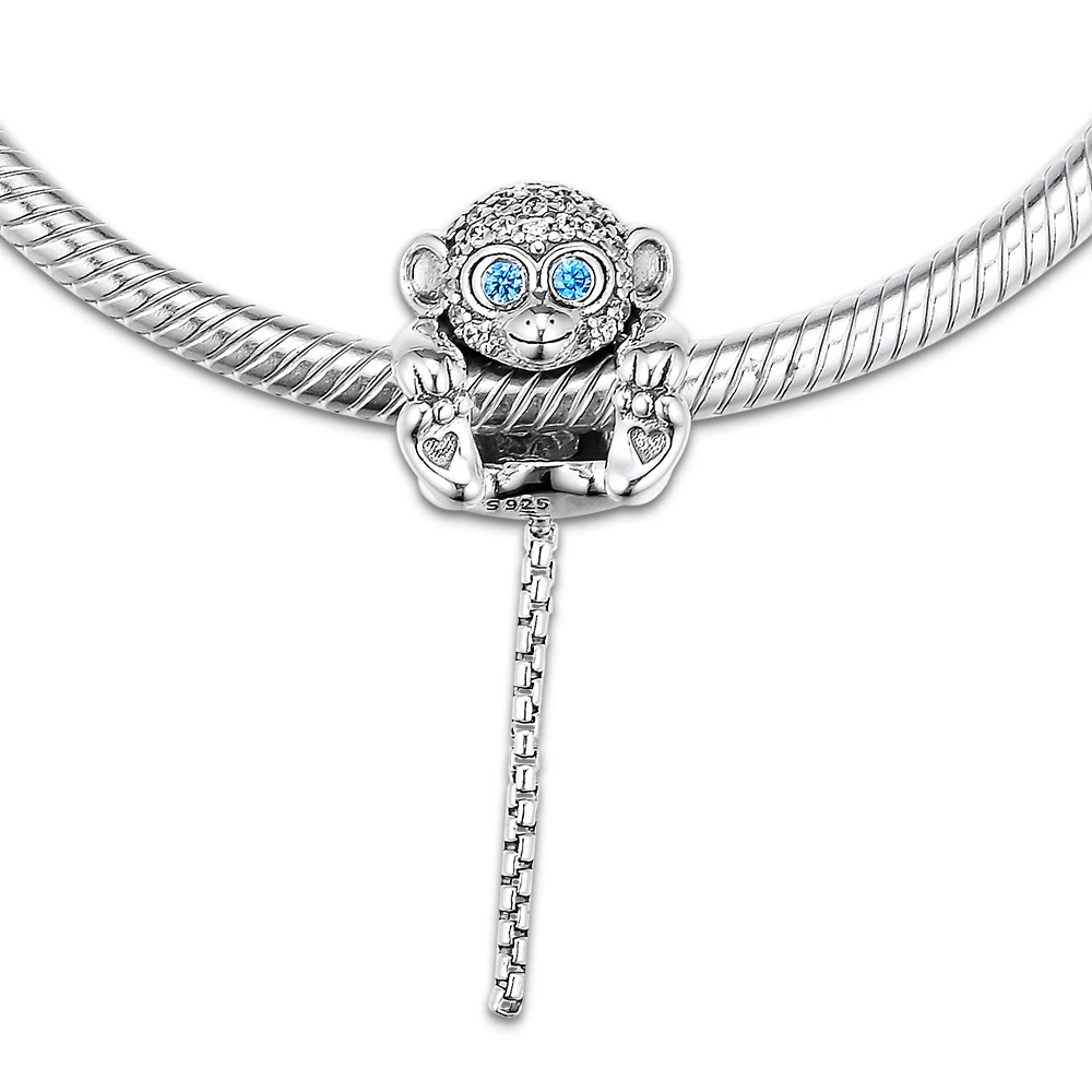 Fits Pandora Bracelet Sparkling Monkey Charm 100% 925 Sterling Silver Jewelry Beads for Women DIY Making Kralen Wholesale | Украшения и
