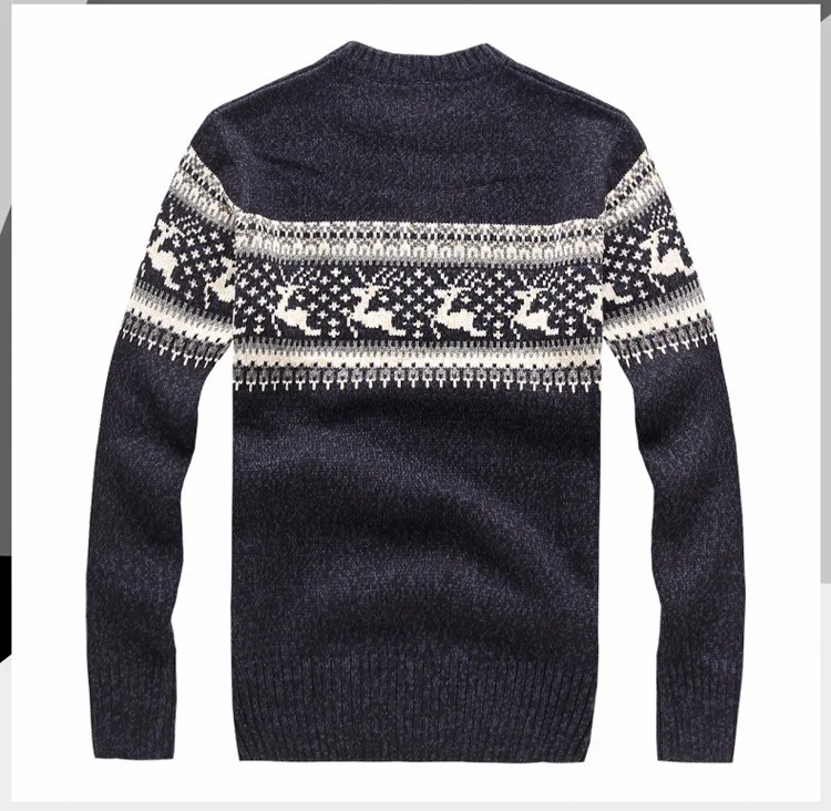 Мужской трикотажный свитер облегающий пуловер с оленем модная брендовая одежда