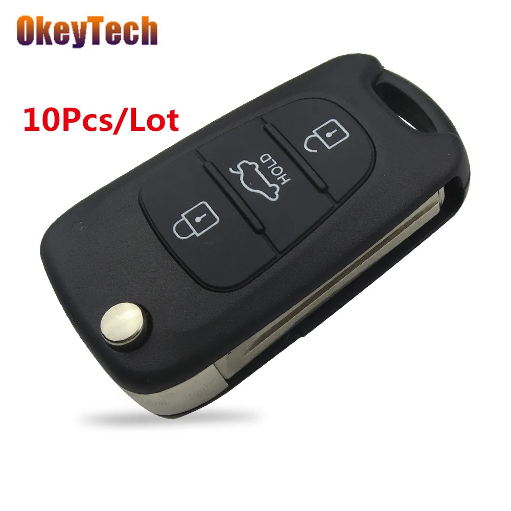 OkeyTech 10 шт. для Hyundai Elantra i30 i40 i20 IX35 Kia Picanto Rio K5 3 кнопки откидной складной