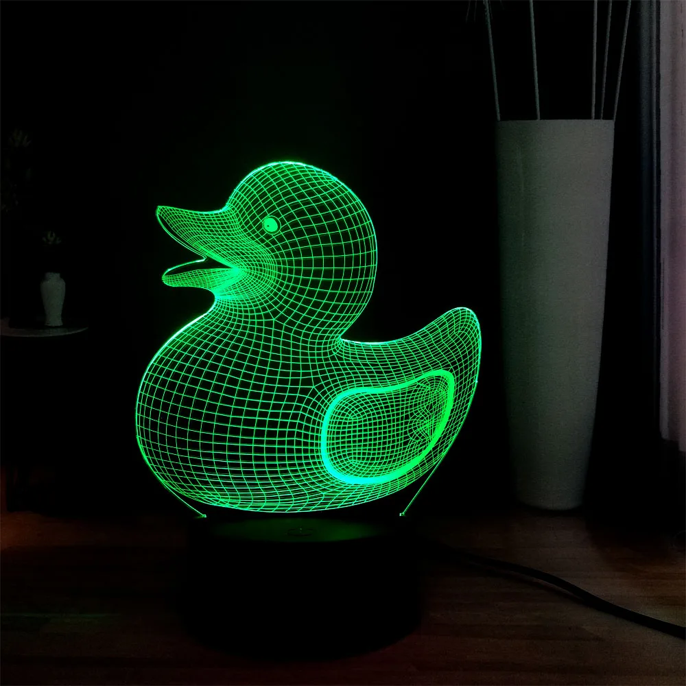 Милые 3D Животные Милая утка 7 цветов новые украшения настольная лампа Детские