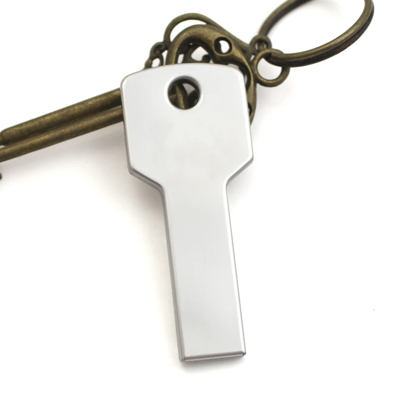 Хит продаж металлический ключ USB флеш накопитель 64 Гб 128 ГБ Серебристая Золотая