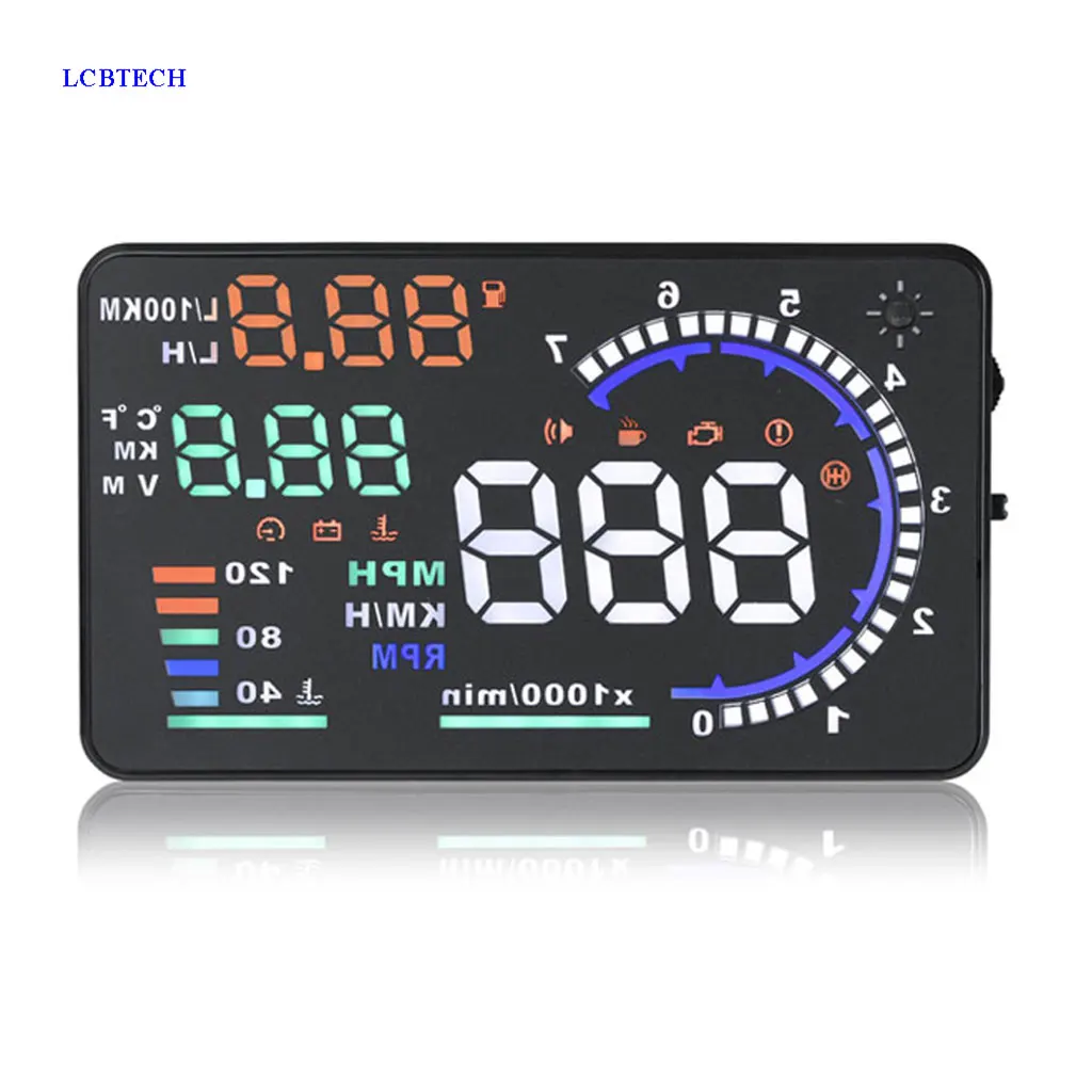 5 &quotA8 автомобильной интеллигентая (ый) HUD на лобовое стекло Дисплей проектор OBDII
