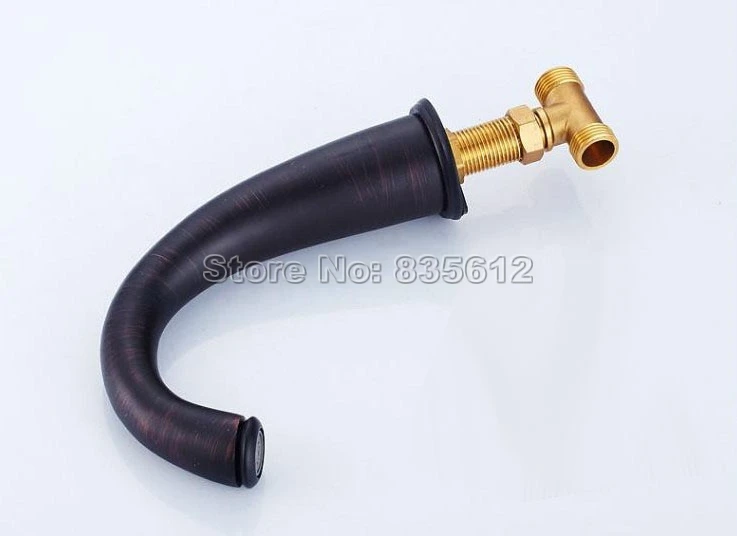 

NEW Bathroom Widespread Faucet Black Oil Rubbed Bronze Wash Basin Mixer Sink Taps Dual Ceramic Handle Bathtub Faucets Whg057