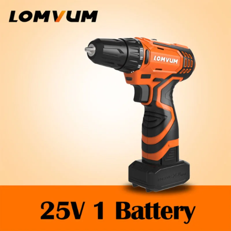 25V 1 Battery LOMVUM в виде бабочек, новинка, 12/16/алюминиевая крышка, 25В электрический молоток, дрель шуруповерт литий-ионный Батарея Винт роторный инструмент мини Магнитная бурения вождения - Цвет: 25V 1 Battery