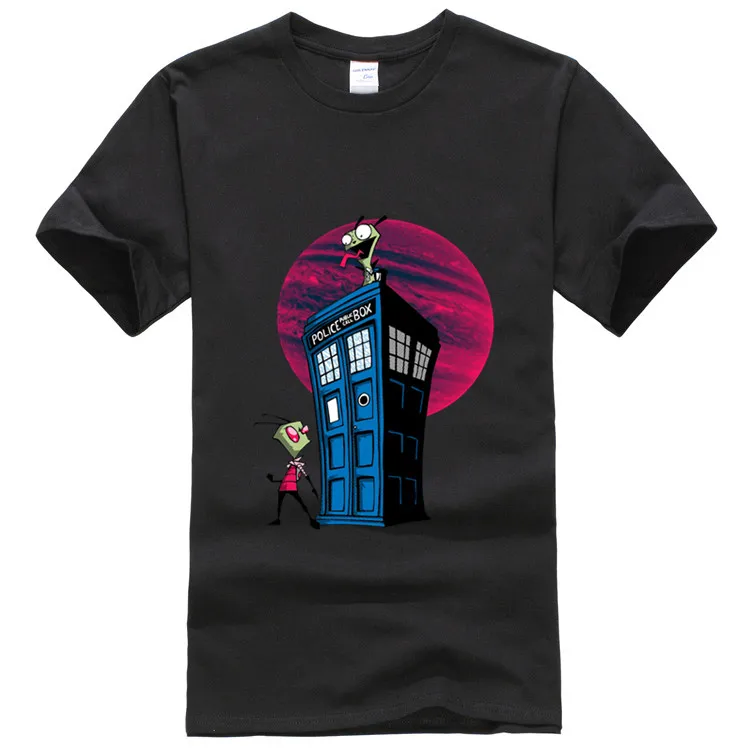 Высокое Качество Футболки Nesth Invader Zim Гир Печатает мужская O Шеи С Коротким Рукавом Бесплатная Доставка|shirt short