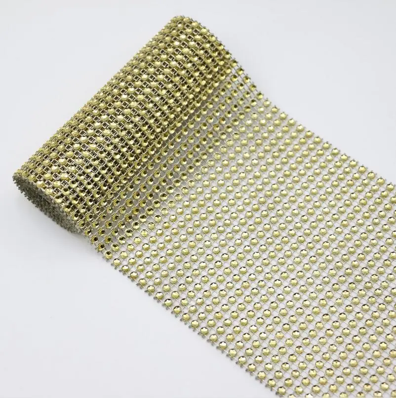 Gold Deco сетчатой отделкой Свадебные украшения диаманта Bling сетка Обёрточная Бумага