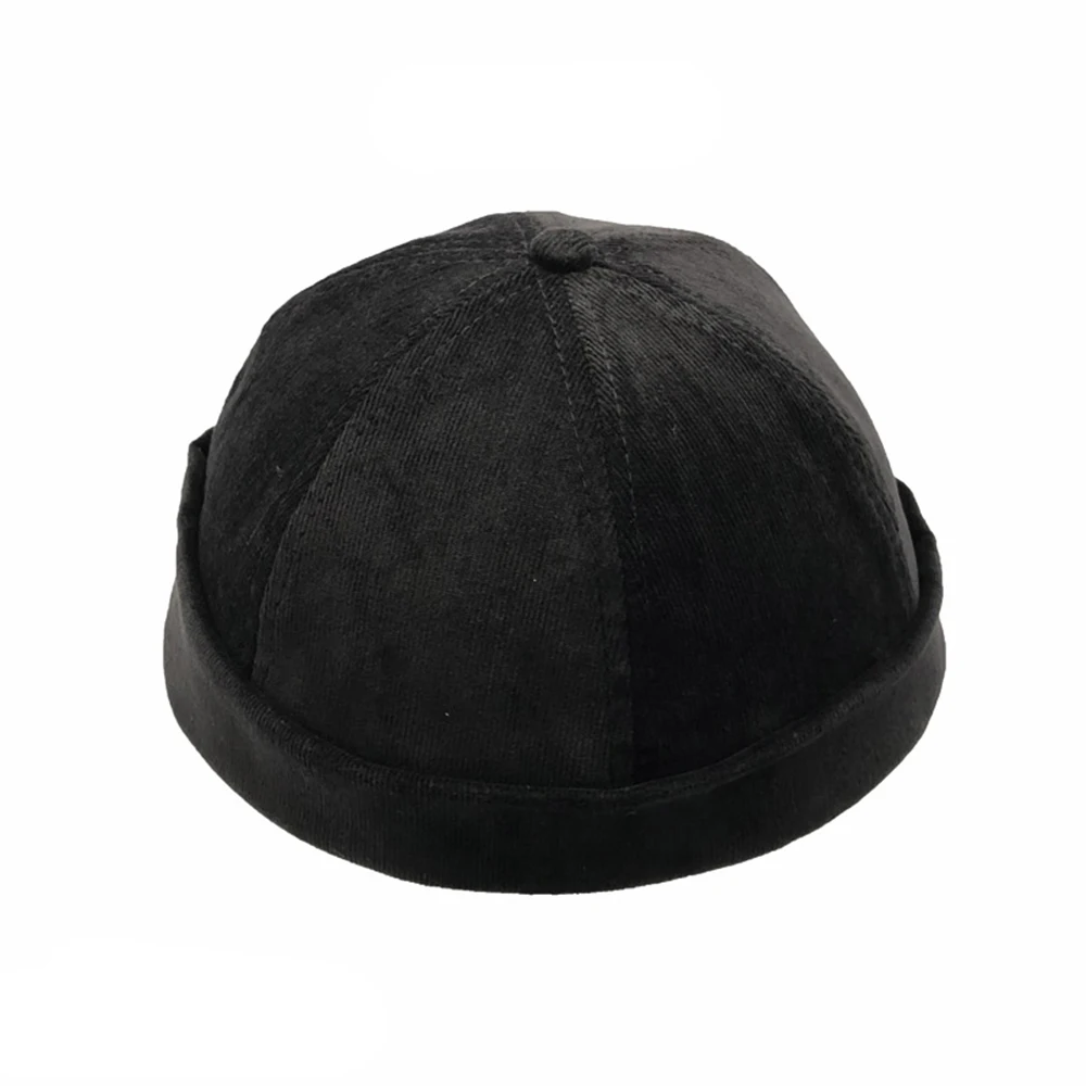 

6 Colors Harajuku Unisex Corduroy Adjustable Brimless Hat Men Retro Skullcap Sailor Cap Hip-hop Cap Women French Casual Solid