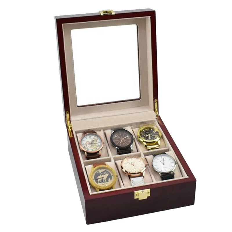 6 Grids Handmade Wood Watch Box Clock Case Time for Holding | Аксессуары для наручных часов