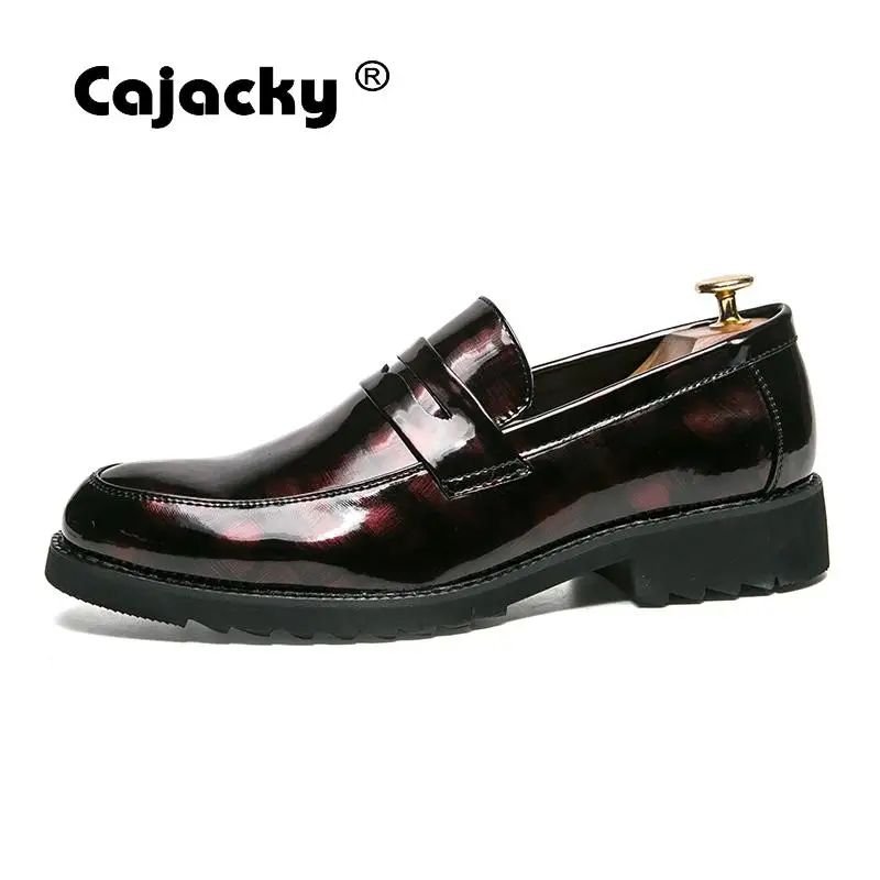 Cajacky/кожаные лоферы с блестками Мужские модельные туфли на высоком каблуке