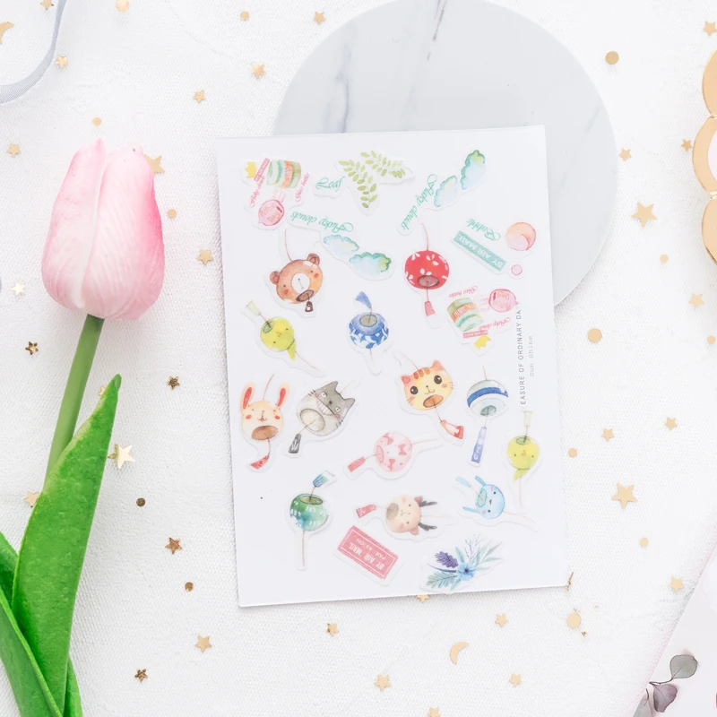 Милые наклейки в виде кролика фруктов японского декора дневник цветок