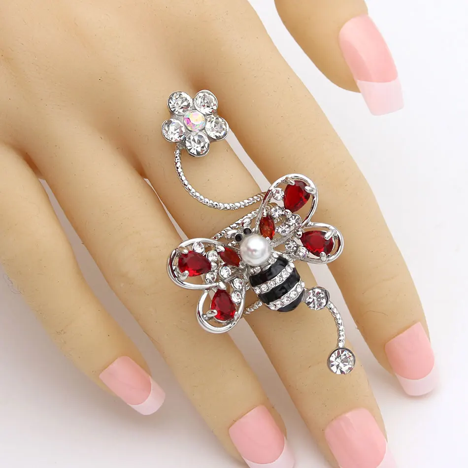 Модное женское весеннее кольцо с кристаллами пчела обручальные кольца имитацией