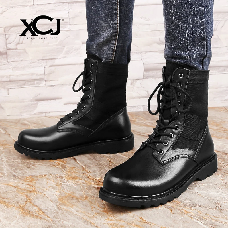 Разделение мужская кожаная обувь брендовые зимние сапоги для Мужская зимняя