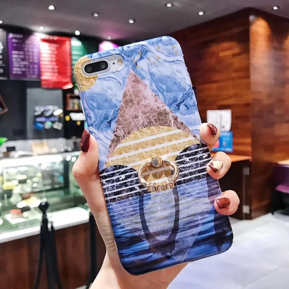 Мрамор с перстень украшенный бриллиантами для iphone 6 P S 6SP 7 8 X XS MAX XR чехол телефона |