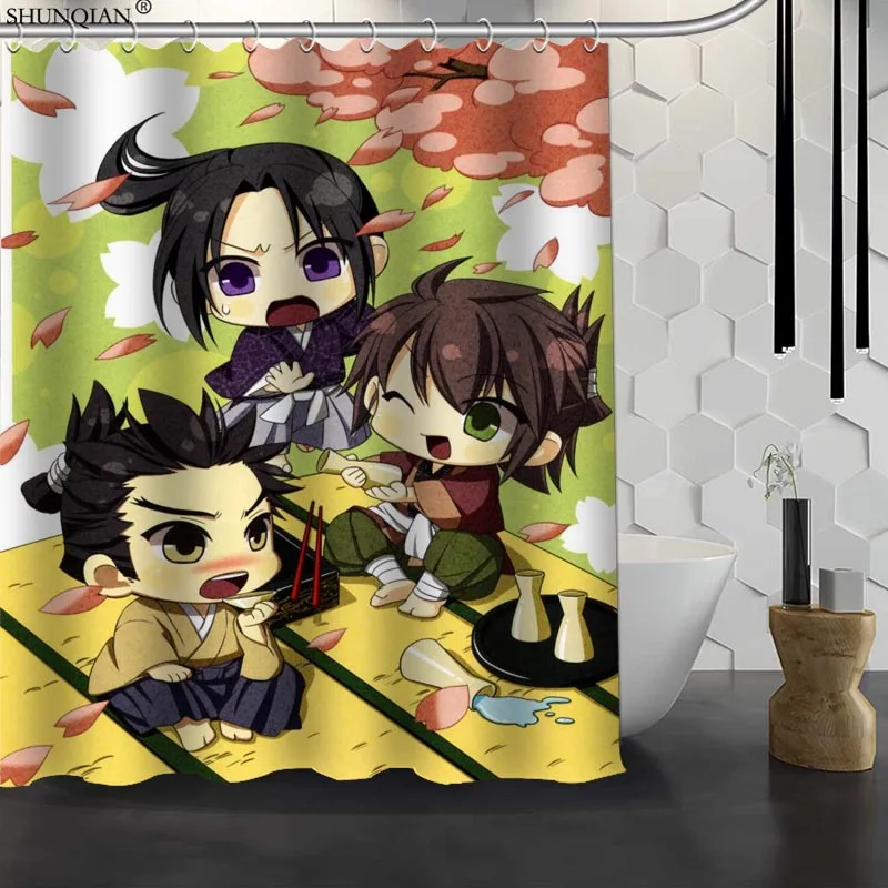 1 Новинка Hakuouki Shinsengumi Kitan Заказная занавеска для душа водонепроницаемая ткань полиэфирная Штора для ванны ткань занавеска для ванной 18-4,11 - Цвет: 1