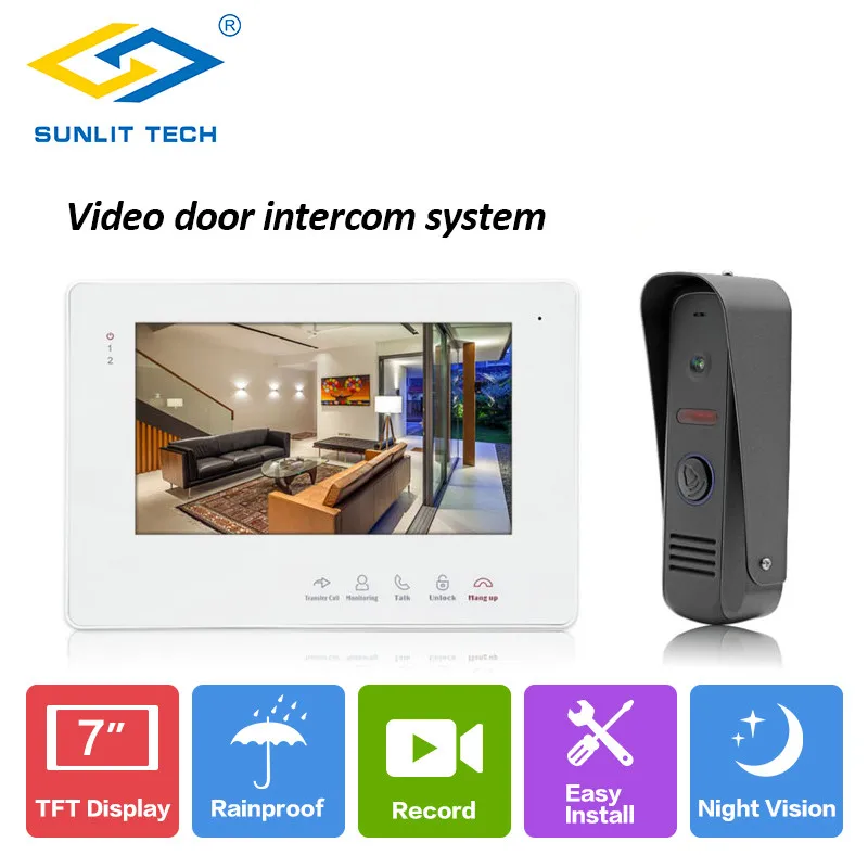 Новый 7 дюймовый видеодомофон домашний дверной звонок монитор наружная камера IP65