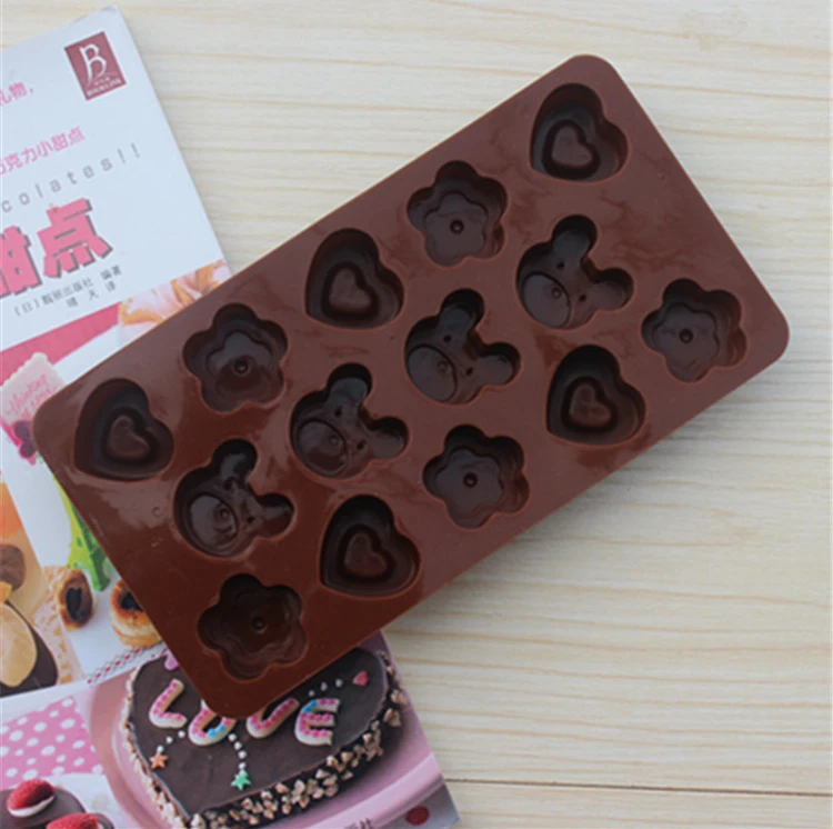 Новинка! Высокотемпературная форма для льда шоколада цветов медведей и сердца |