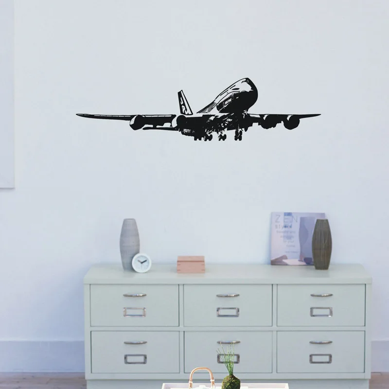 Наклейка на стену с изображением самолёта Настенный декор стикеры ПВХ материал
