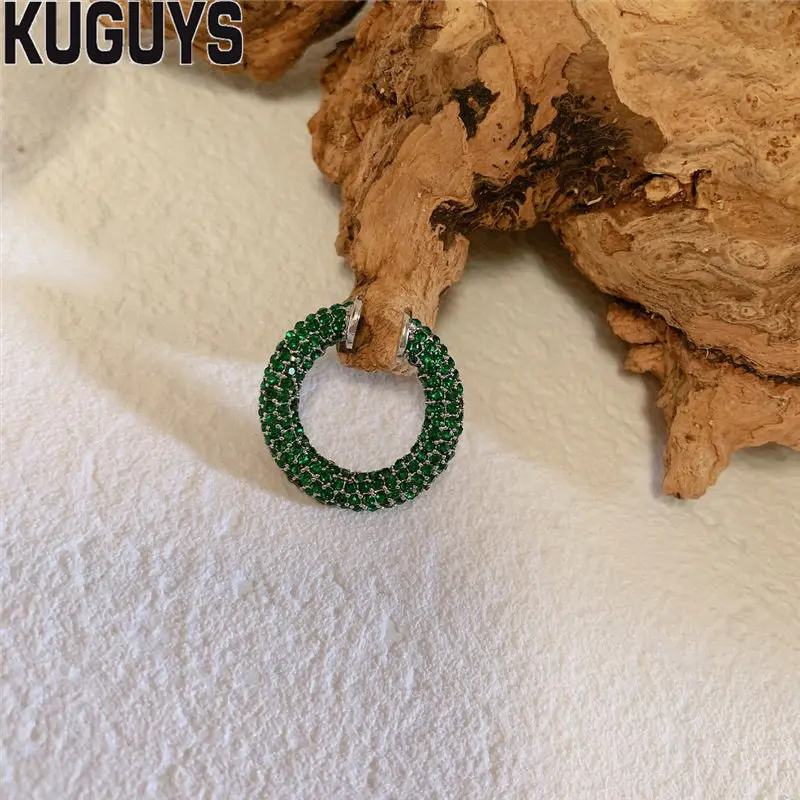 KUGUYS Hyperbole Crystals Warp Rings for Womens Fashion Jewelry High Quality Green White Crystal Opening Ring Trendy Accessories | Украшения