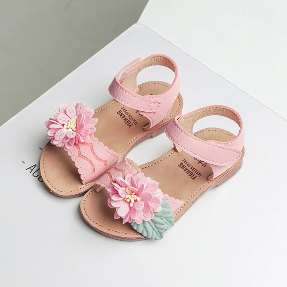 Loozykit/сандалии с цветочным узором для девочек пляжная обувь принцессы крючками