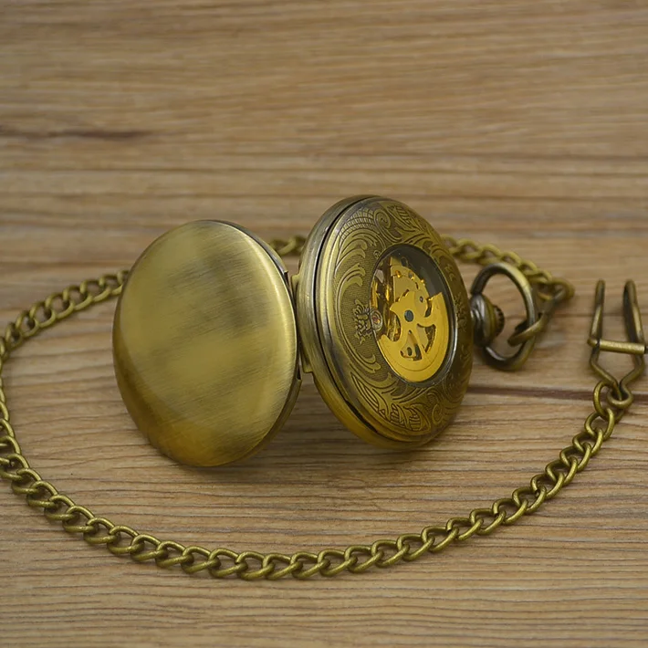 

g fashion luminous Mechanical Pocket Watch automatic self wind men roman number vintage retro Stylish bronze fob watches father