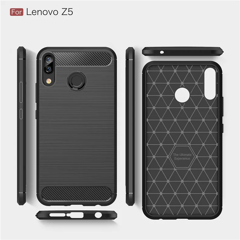 TRISEOLY For Lenovo Z5 Z 5 L78011 6.2&quot Bag Carbon Fiber Brushed TPU Rubber Case Silicone Back Cover | Мобильные телефоны и