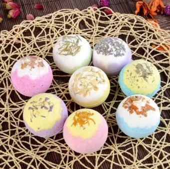 60pcs/lot Natural Bubble Dried Flower Essential Oil Bath Salts Moisturizing Explosive Bath Supplies Skin Care HA452