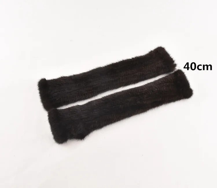 coffee 40cm Зимние перчатки из меха норки для женщин, перчатки из натурального меха, новые женские модные эластичные перчатки из натуральной шерсти, вязаные длинные меховые без пальцев - Цвет: coffee 40cm