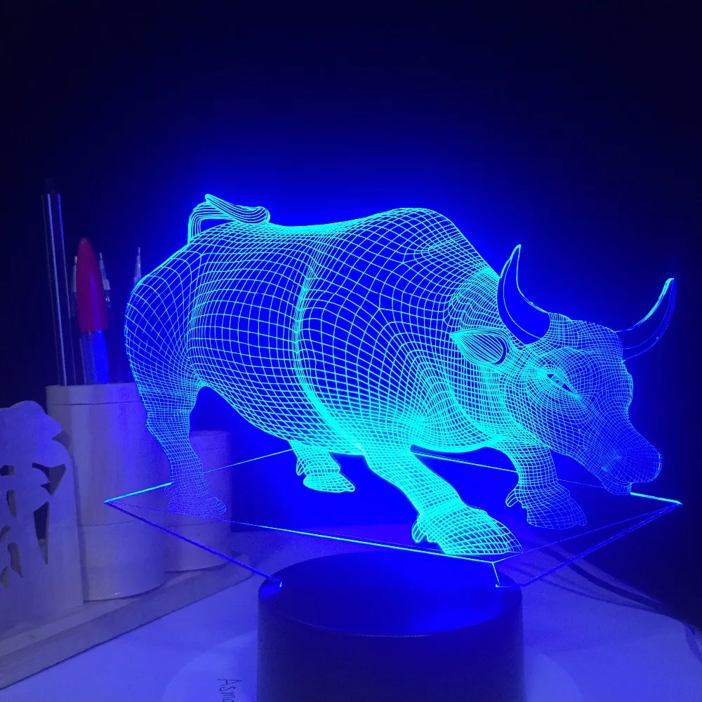 Настольная лампа с питанием от USB и бычьей коровы 3D декоративный светильник