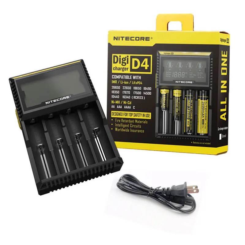 100% оригинальное зарядное устройство D4 ЖК дисплей интеллектуальное Li Ion 18650 14500 16340