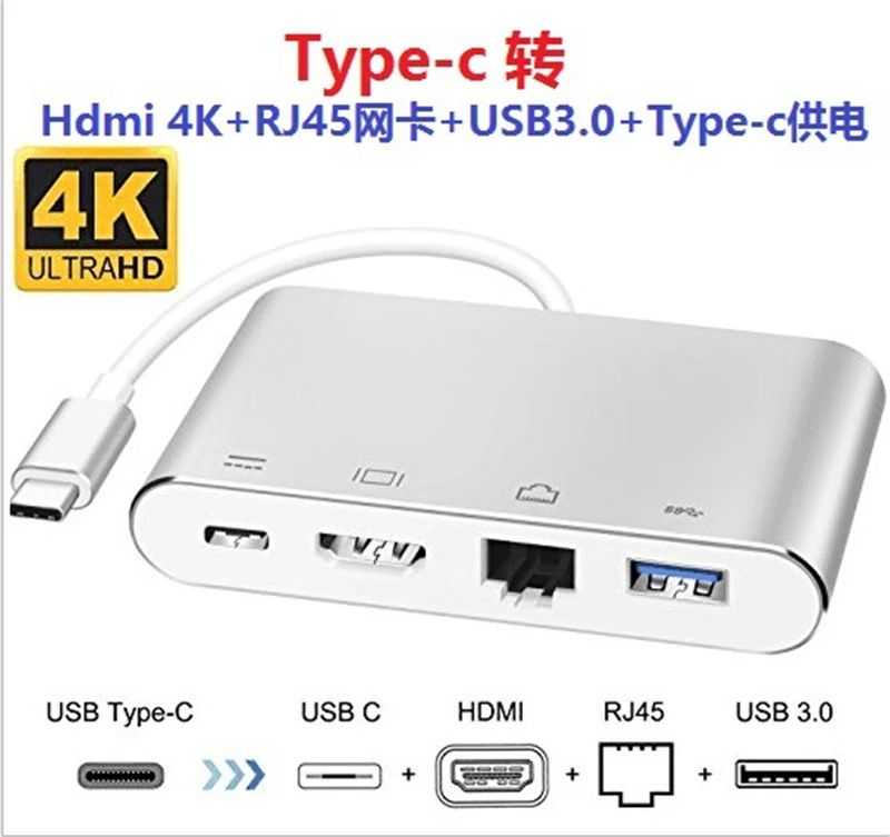 Тип C 3 1 к HDMI 4K Gigabit Ethernet RJ45 1000 м с PD USB3.0 концентратор конвертер для Macbook Pro Samsung S10 S9 S8