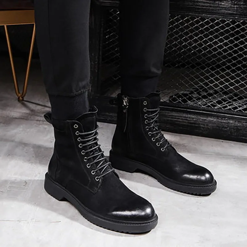 Мужские ботинки для верховой езды Универсальные из воловьей кожи и кашемира в