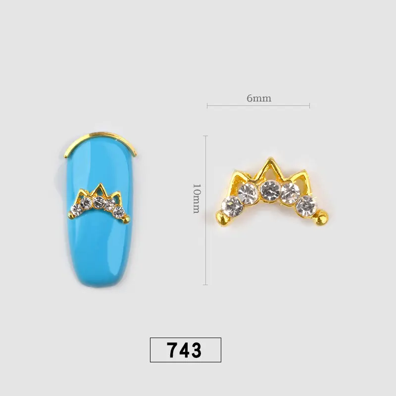 743 10 шт очаровательные украшения для дизайна ногтей металлический сплав блестящие хрустальные стразы ювелирные изделия 3D аксессуары для маникюра - Цвет: 743