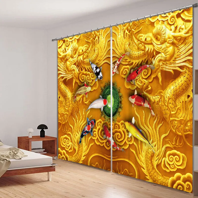 

Curtains Luxury Blackout 3D Window Curtains For Living Room Bedroom Customized size Drapes Cortinas Rideaux Loong Cushion cover