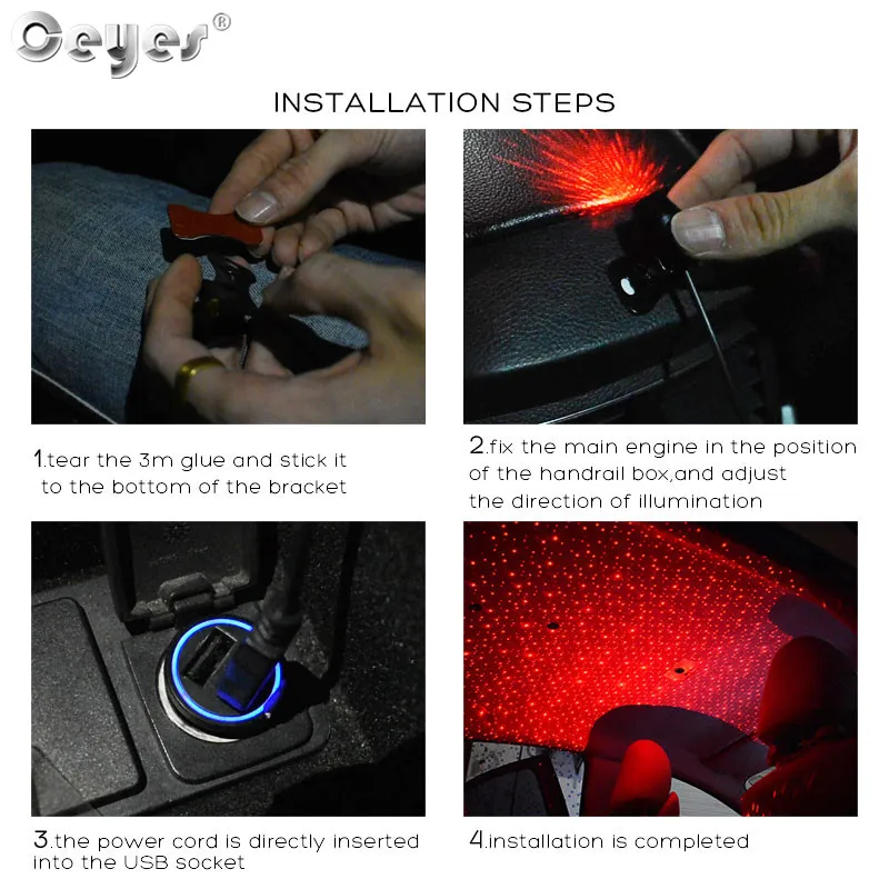 

Ceyes Car Styling USB LED Atmosphere Ambient Star Interior Decorative Lights DJ RGB Music Sound Lamp Colorful Christmas For Home