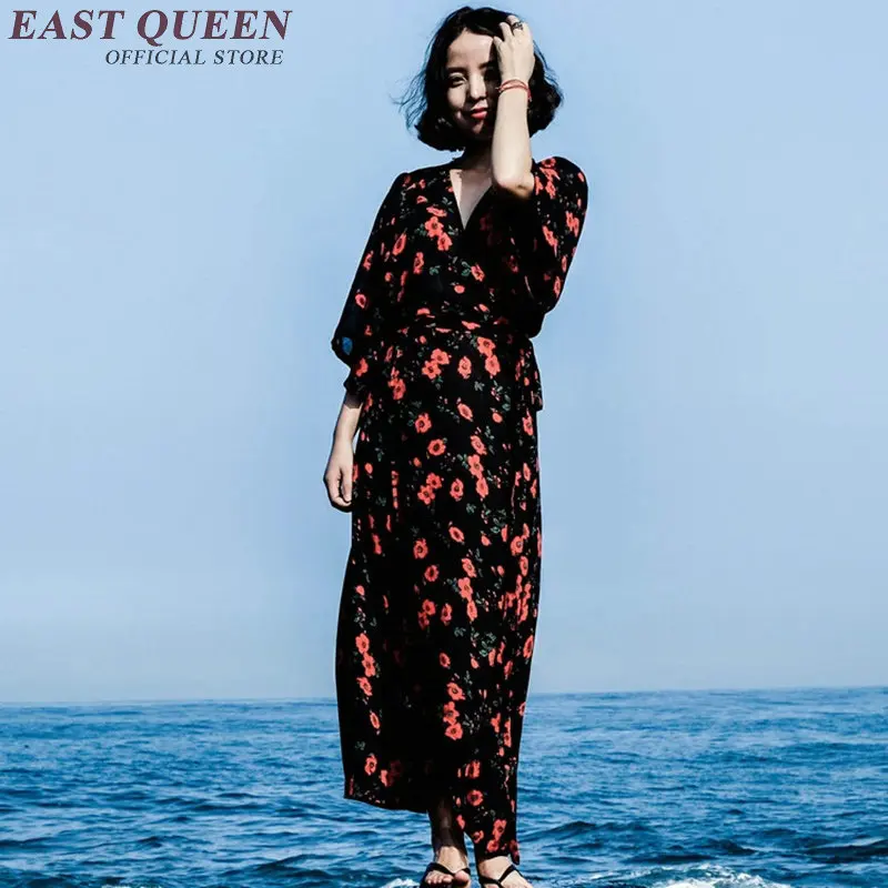 Женские кимоно с цветочным принтом летнее пляжное японское платье для женщин