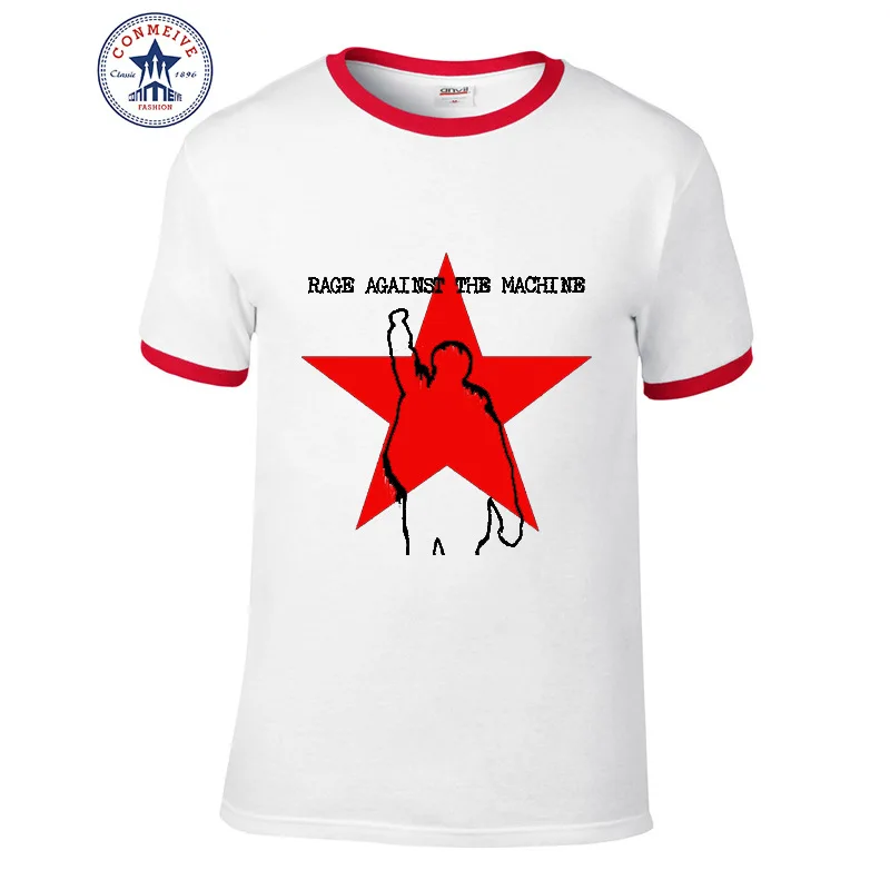 Новейшие модные футболки с коротким рукавом мужская одежда RAGE AGAINST THE MACHINE хлопковая забавная футболка для мужчин - Цвет: as the picture