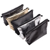 europe america style cosmetic bags solid color laser pu leather waterproof multi functional clutches change purse wash kit bag