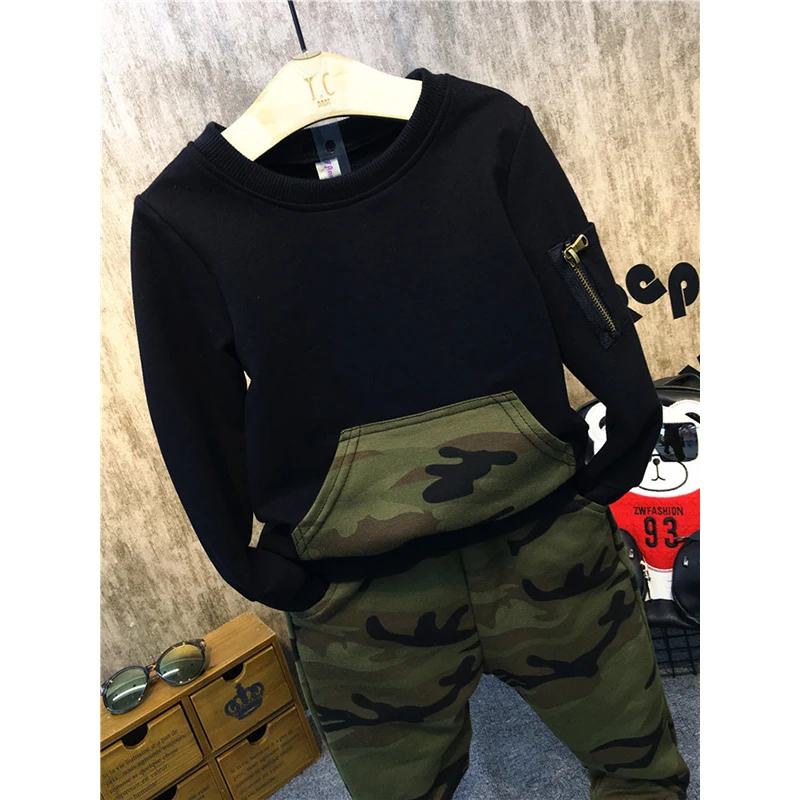 Boys camouflage clothing set Spring Autumn Kids cotton Long Sleeve 2pcs T-shirt Pant clothes suit For 2 3 4 6 8 years |