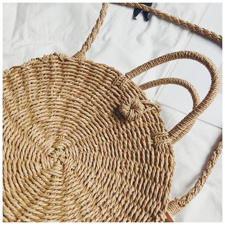 Плетеная пляжная сумка модные повседневное Tote ручная соломенная женская через
