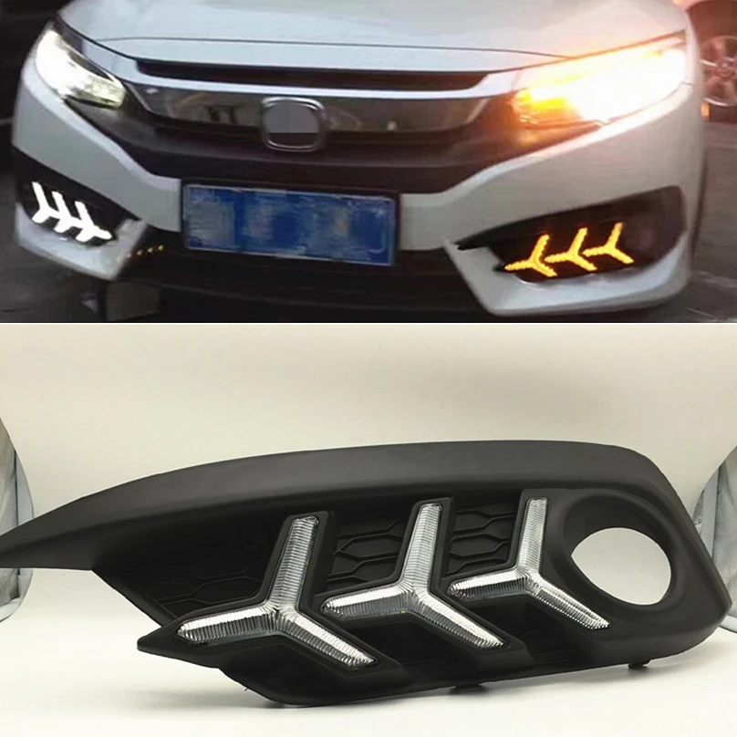 Для Honda Civic 10th 2016 2017 2018 DRL светодиодный для дневных ходовых огней светильник