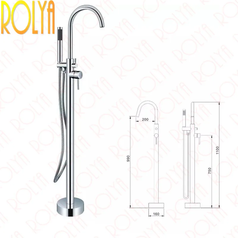 Rolya Ronda высокий подъем отдельно стоящий смеситель для ванны хромированный