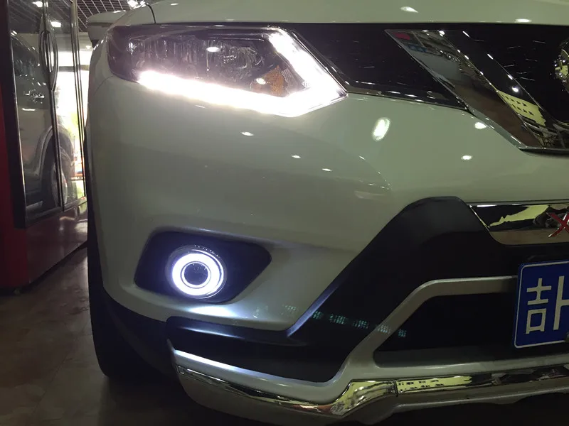 Для Nissan X-Trail Rogue светодиодный ангельские глазки DRL желтый сигнальный светильник H11 55 Вт противотуманный светильник s с проекционным объективом