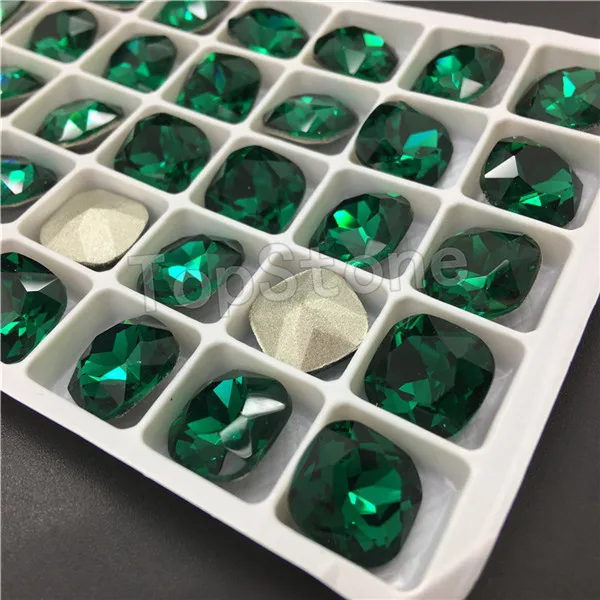 Emerald T205 TopStone 8 10 12 мм K9 кристалл классический квадратный необычный камень смешанные цвета жир Квадратные Свободные Стразы для изготовления ювелирных изделий своими руками - Цвет: Emerald T205